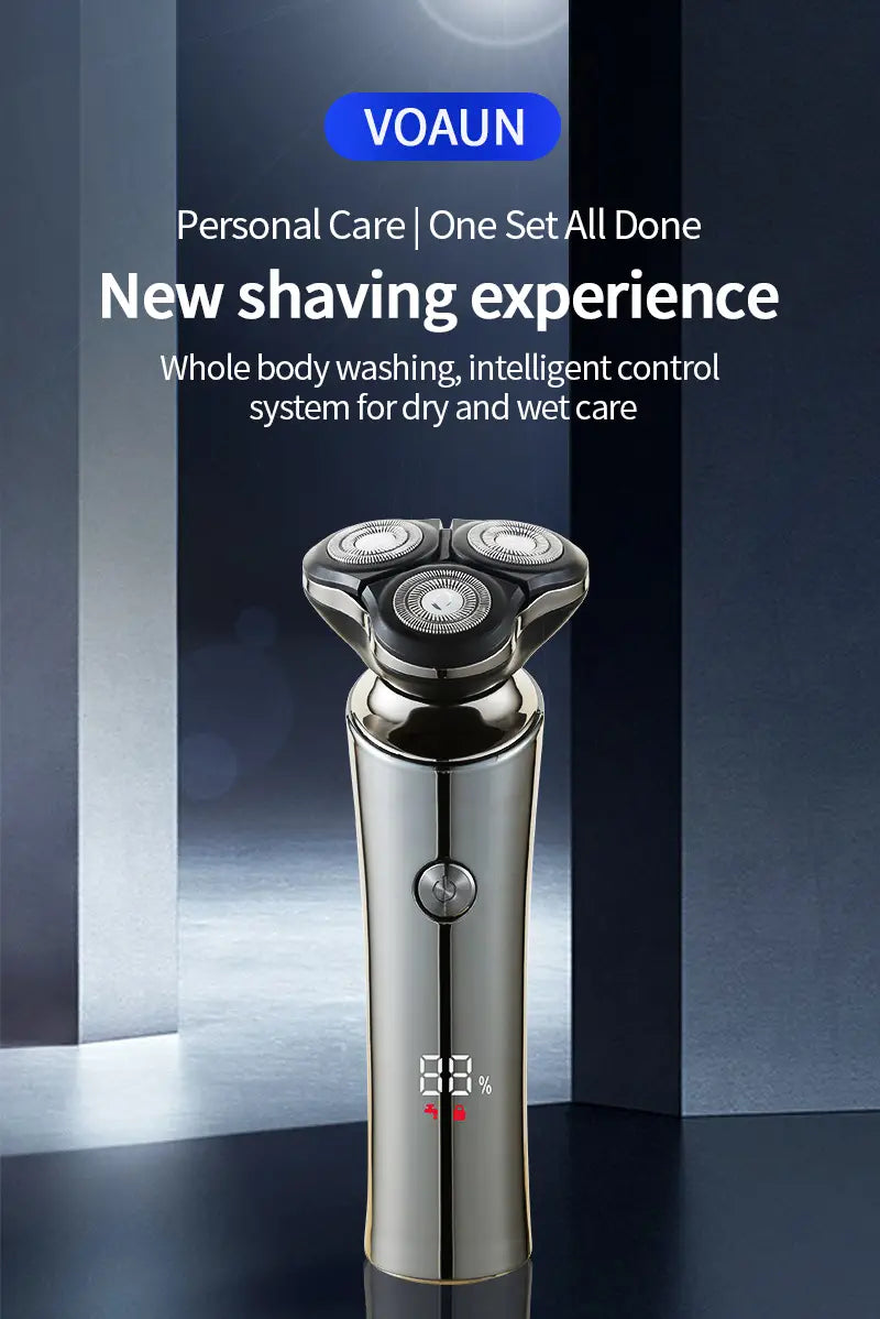 Cordless Rechargeable 3D Rotary Electric Shaver for Men
