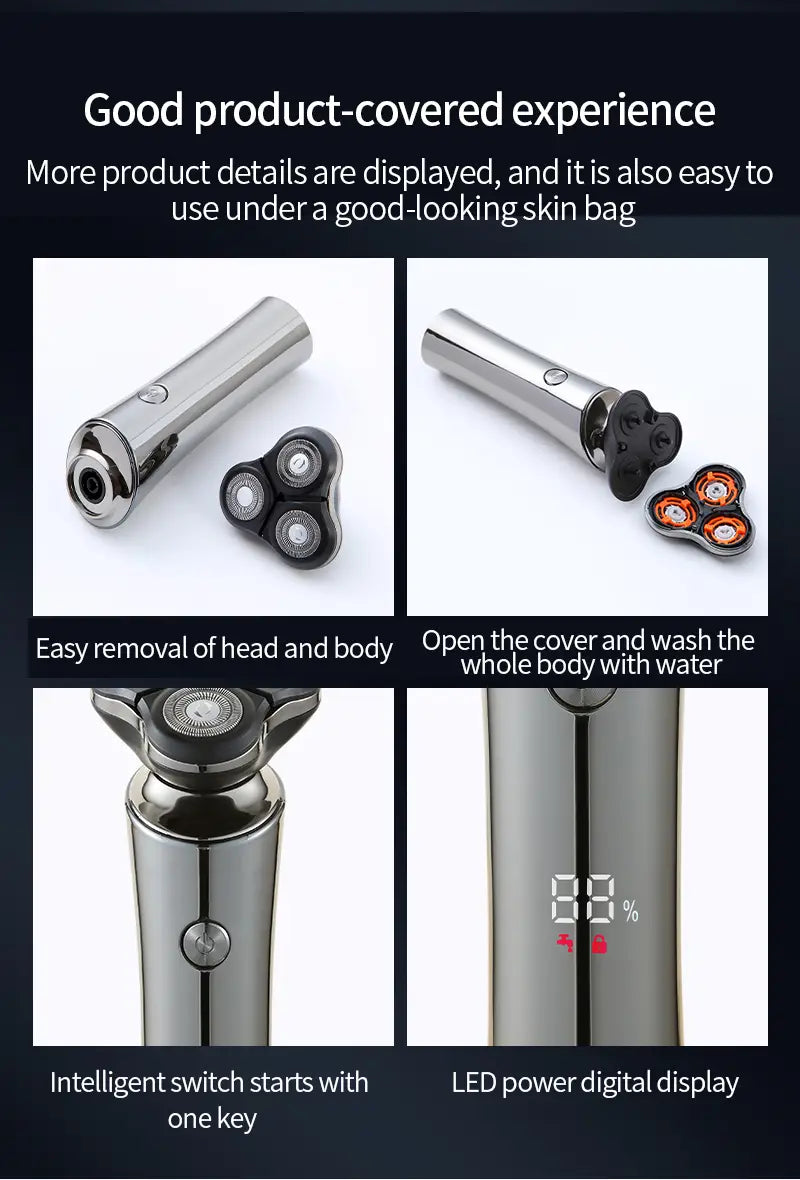 Cordless Rechargeable 3D Rotary Electric Shaver for Men