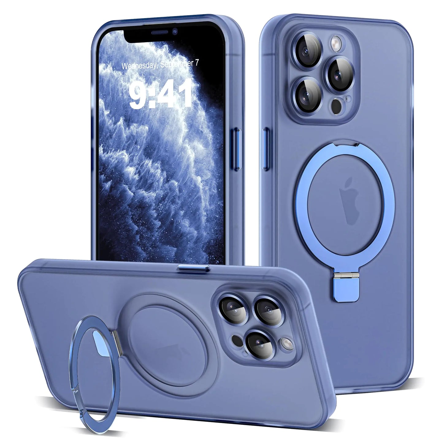 Funda para iPhone 11 con Soporte de Anillo Magnético Invisible [Protección Completa para la Lente de la Cámara] [Compatible con Mag-Safe] Funda Fina Translúcida Mate de Grado Militar para iPhone 11 6.1", Rosa