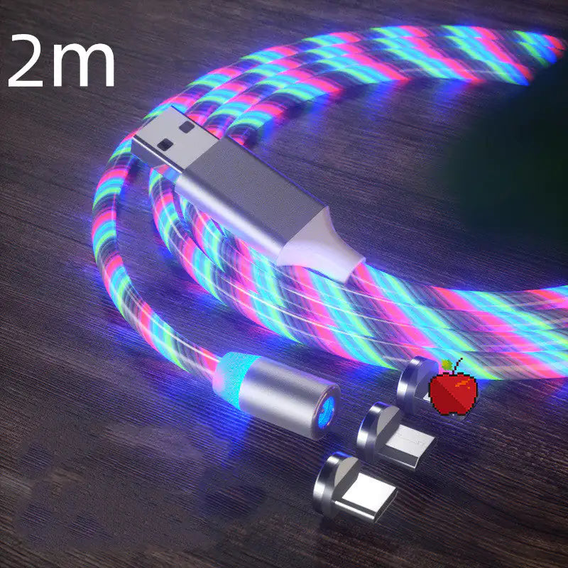 Cable de Carga Magnética Streamer Cable de Carga Rápida Lighting Cable Micro USB LED Cargador Magnético Tipo-C