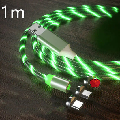 Cable de Carga Magnética Streamer Cable de Carga Rápida Lighting Cable Micro USB LED Cargador Magnético Tipo-C
