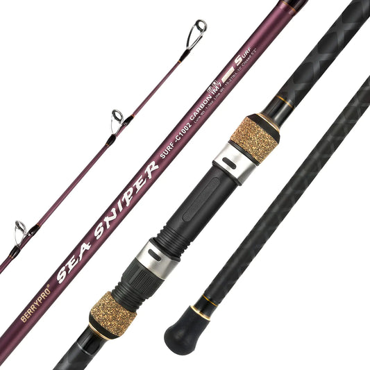 Berrypro Surf Spinning & Casting Fishing Rod Carbon Fiber Travel Fishing Rod(9-Feet & 10-Feet & 12-Feet & 13.3-Feet) (9-Spinning 2-Piece)