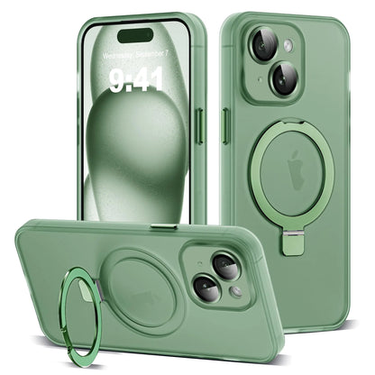 Funda para iPhone 11 con Soporte de Anillo Magnético Invisible [Protección Completa para la Lente de la Cámara] [Compatible con Mag-Safe] Funda Fina Translúcida Mate de Grado Militar para iPhone 11 6.1", Rosa