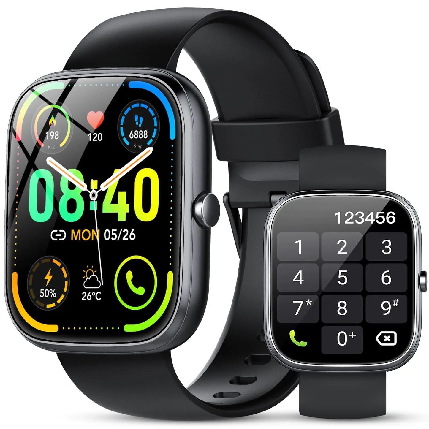 Reloj Inteligente para Hombres y Mujeres (Responder/Hacer Llamadas) Smartwatch de 1.91" Monitor de Actividad Física Tracker con Más de 100 Modos Deportivos/Monitor de Ritmo Cardíaco/Monitor de Sueño/Podómetro/Calorías IP68 Resistente al Agua para Android