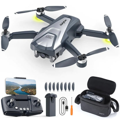 Holyton Drones con Cámara para Adultos 4k HT50 Drone con Control Remoto, Cámara GPS, Cuadricóptero, Retorno Automático, Sígueme, Motor sin Escobillas, Vuelo Circular, Vuelo por Puntos de Referencia, Mantenimiento de Altitud, Modo sin Cabeza