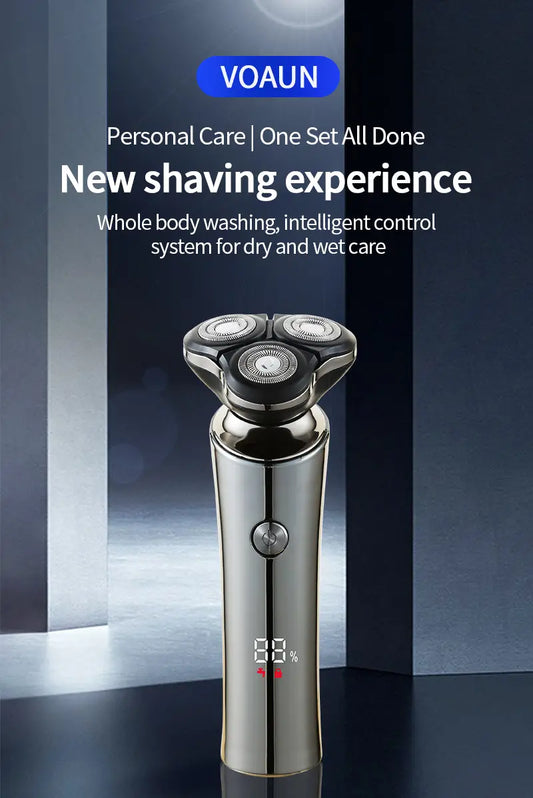 Cordless Rechargeable 3D Rotary Electric Shaver for Men