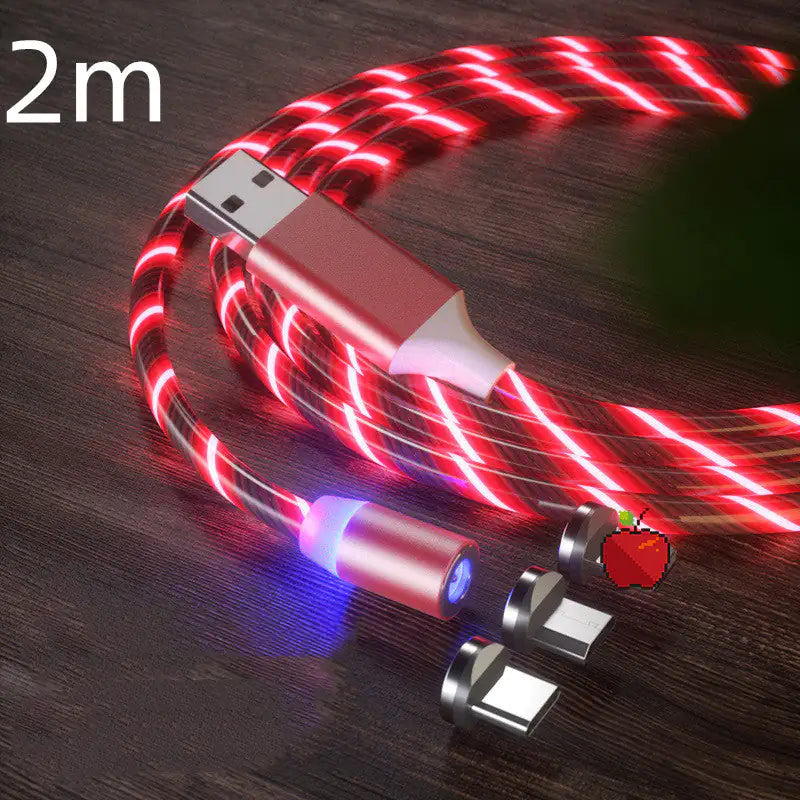 Cable de Carga Magnética Streamer Cable de Carga Rápida Lighting Cable Micro USB LED Cargador Magnético Tipo-C