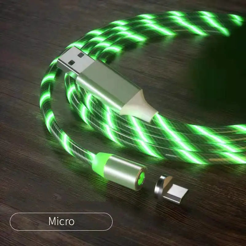 Cable de Carga Magnética Streamer Cable de Carga Rápida Lighting Cable Micro USB LED Cargador Magnético Tipo-C