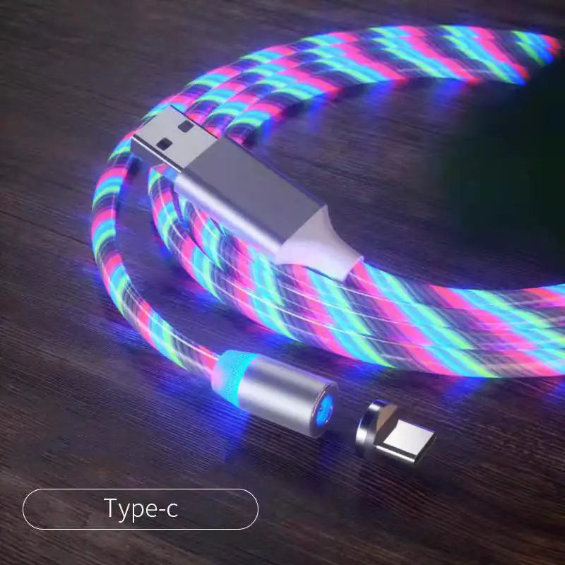Cable de Carga Magnética Streamer Cable de Carga Rápida Lighting Cable Micro USB LED Cargador Magnético Tipo-C