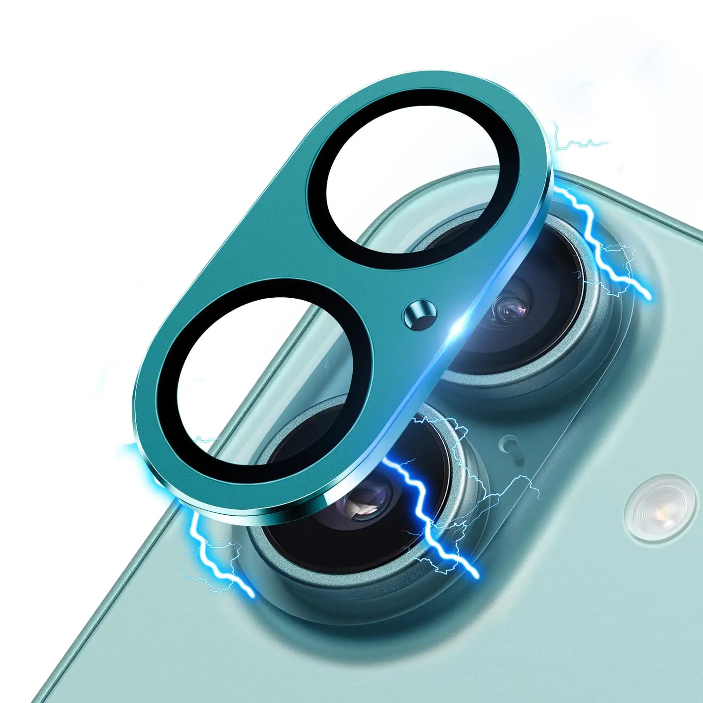 Hsefo Compatible with iPhone 16 and 16 Plus Camera Lens Protector Upgraded Anti-Scratch Tempered Glass Metal Camera Screen Protector Shockproof Full Protective Camera Lens Cover