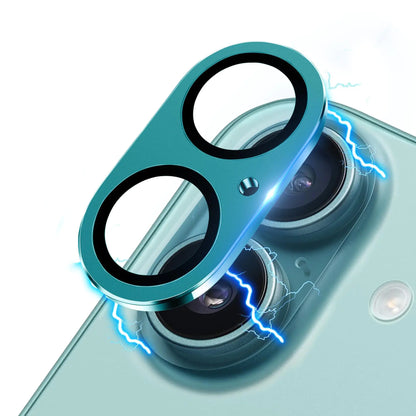 Hsefo Compatible with iPhone 16 and 16 Plus Camera Lens Protector Upgraded Anti-Scratch Tempered Glass Metal Camera Screen Protector Shockproof Full Protective Camera Lens Cover