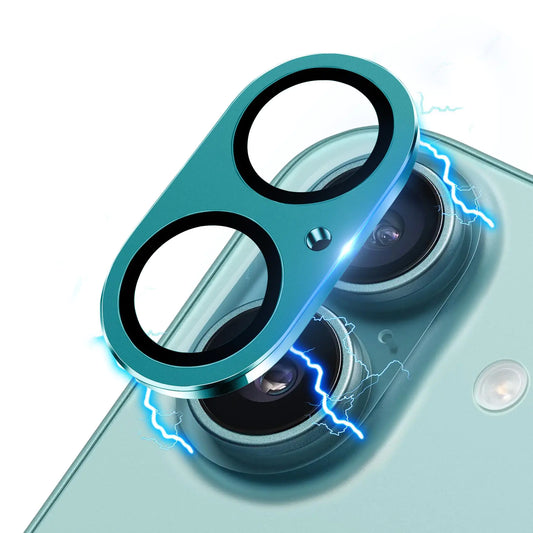 Hsefo Compatible with iPhone 16 and 16 Plus Camera Lens Protector Upgraded Anti-Scratch Tempered Glass Metal Camera Screen Protector Shockproof Full Protective Camera Lens Cover