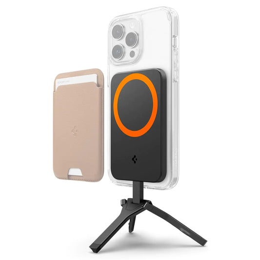 Spigen MagSafe Tripod Phone Stand (MagFit+) Compatible with New iPhone 16/15/14/13/12 Series Adjustable Angle MagSafe Compatible Selfie Stick Tripod - Black