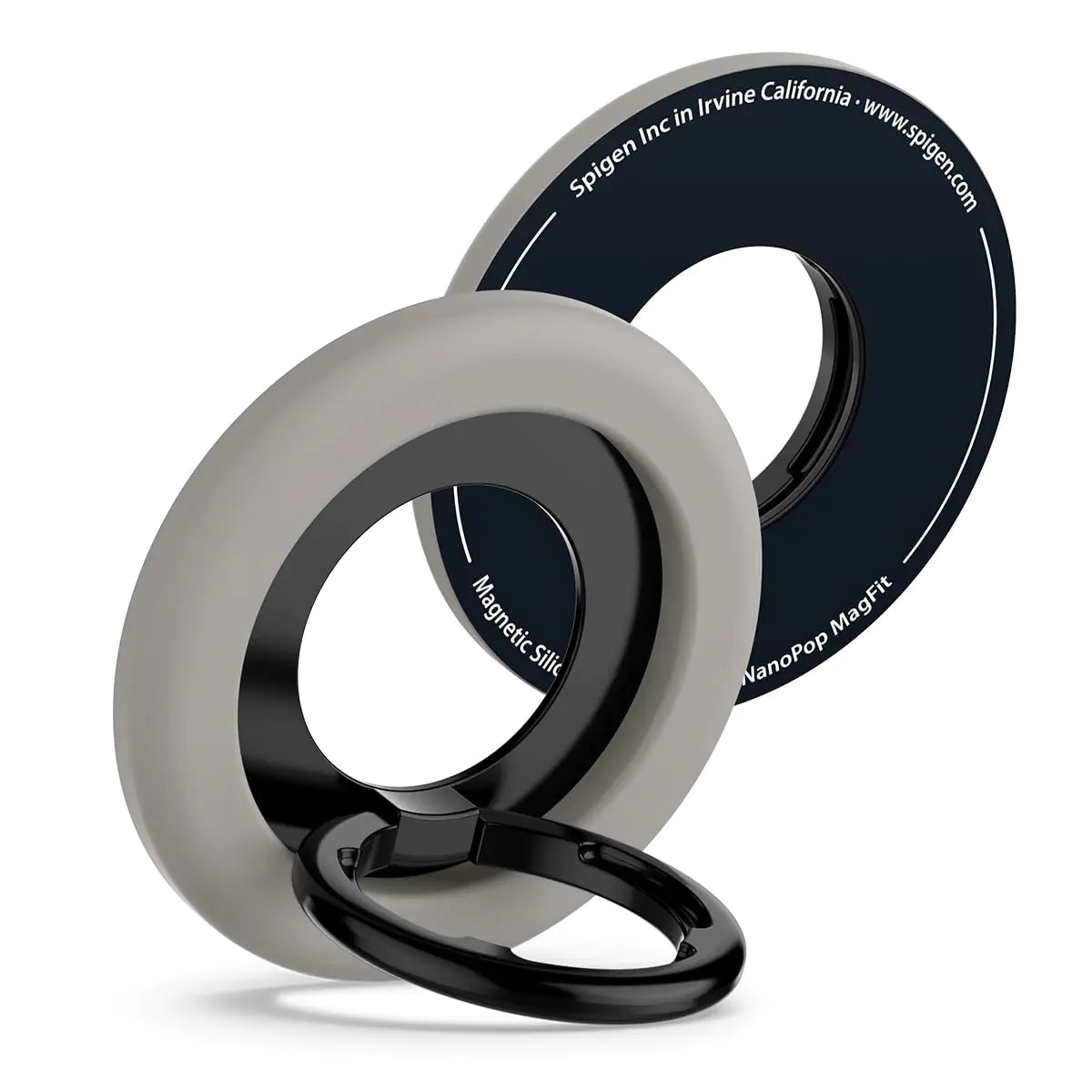 Spigen Nano Pop Soporte Magnético Ajustable con Anillo para Teléfonos, Compatible con MagSafe, Diseñado para iPhone 16, iPhone 15, iPhone 14, iPhone 13, iPhone 12 y Fundas MagSafe - Gris Trufa