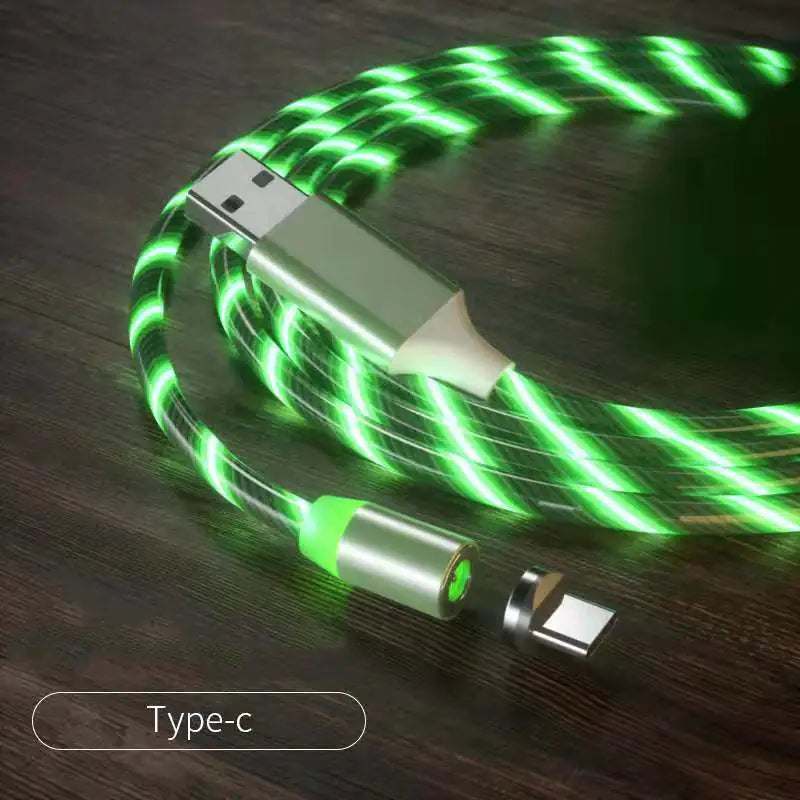 Cable de Carga Magnética Streamer Cable de Carga Rápida Lighting Cable Micro USB LED Cargador Magnético Tipo-C