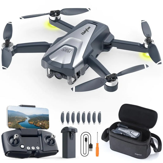 Holyton Drones con Cámara para Adultos 4k HT50 Drone con Control Remoto, Cámara GPS, Cuadricóptero, Retorno Automático, Sígueme, Motor sin Escobillas, Vuelo Circular, Vuelo por Puntos de Referencia, Mantenimiento de Altitud, Modo sin Cabeza