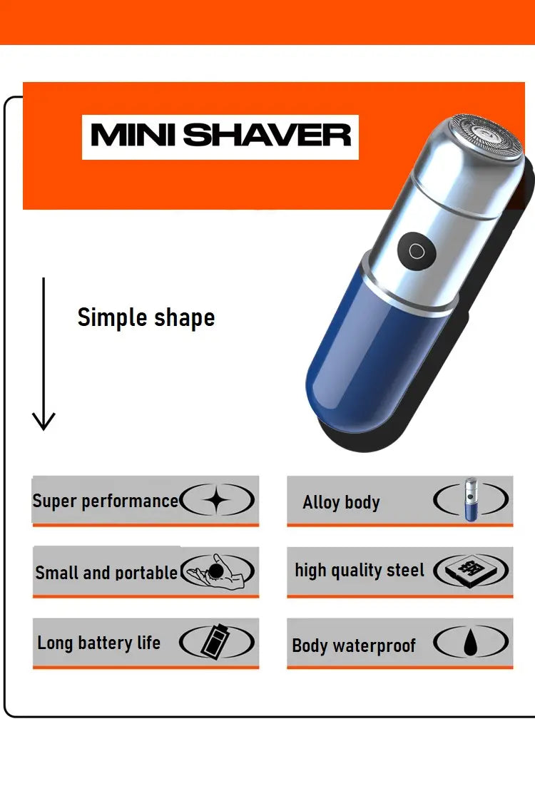 Waterproof Rechargeable Mini Electric Shaver for Men