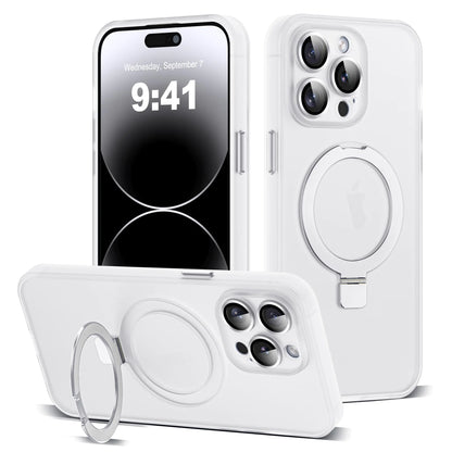 Funda para iPhone 11 con Soporte de Anillo Magnético Invisible [Protección Completa para la Lente de la Cámara] [Compatible con Mag-Safe] Funda Fina Translúcida Mate de Grado Militar para iPhone 11 6.1", Rosa