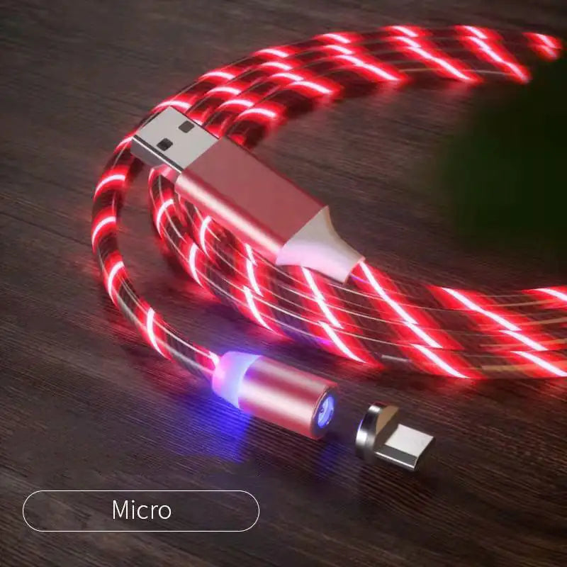 Cable de Carga Magnética Streamer Cable de Carga Rápida Lighting Cable Micro USB LED Cargador Magnético Tipo-C