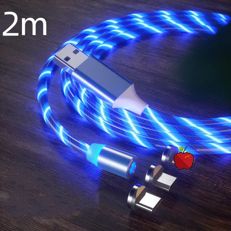 Cable de Carga Magnética Streamer Cable de Carga Rápida Lighting Cable Micro USB LED Cargador Magnético Tipo-C