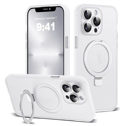 Funda para iPhone 11 con Soporte de Anillo Magnético Invisible [Protección Completa para la Lente de la Cámara] [Compatible con Mag-Safe] Funda Fina Translúcida Mate de Grado Militar para iPhone 11 6.1", Rosa