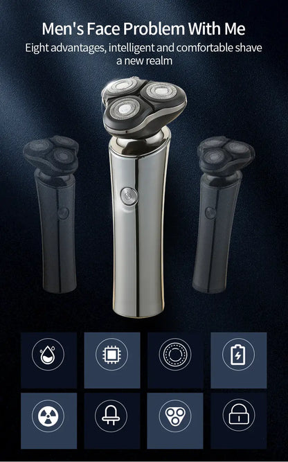 Cordless Rechargeable 3D Rotary Electric Shaver for Men